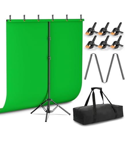 Amazon.com : HEMMOTOP 7x5 ft(HxW) Green Screen Stand Kit, 6.5x5 ft